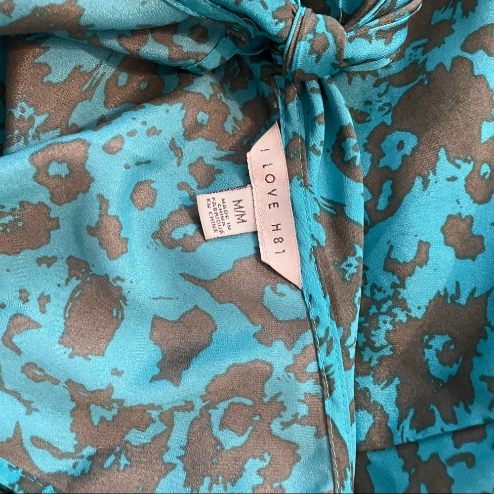 Teal/Brown Work Blouse - Picture 2 of 3